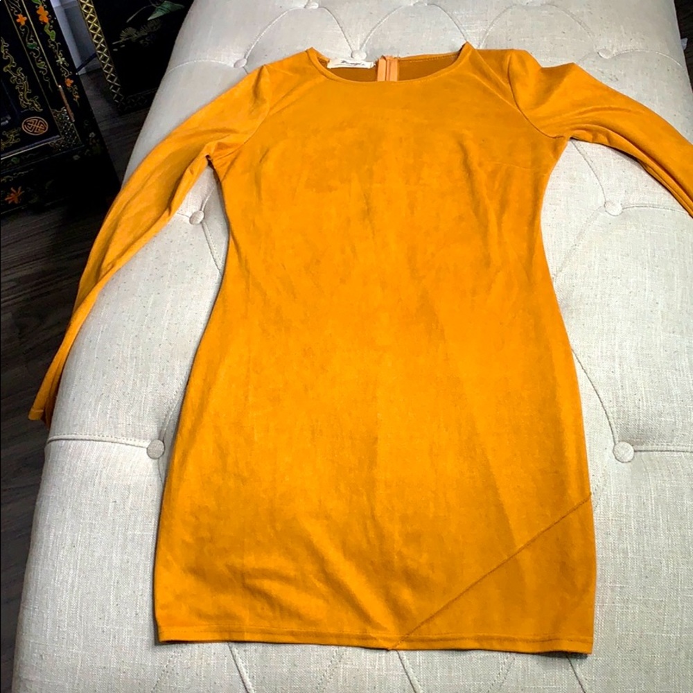 Suede mustard dress